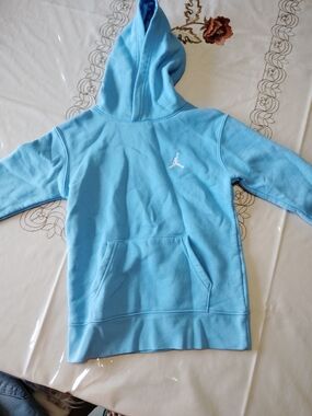 Jordan Kids Light Blue Hoodie with White Jumpman